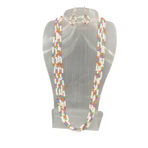 White Maasai Multi Strand Bead Standard Length